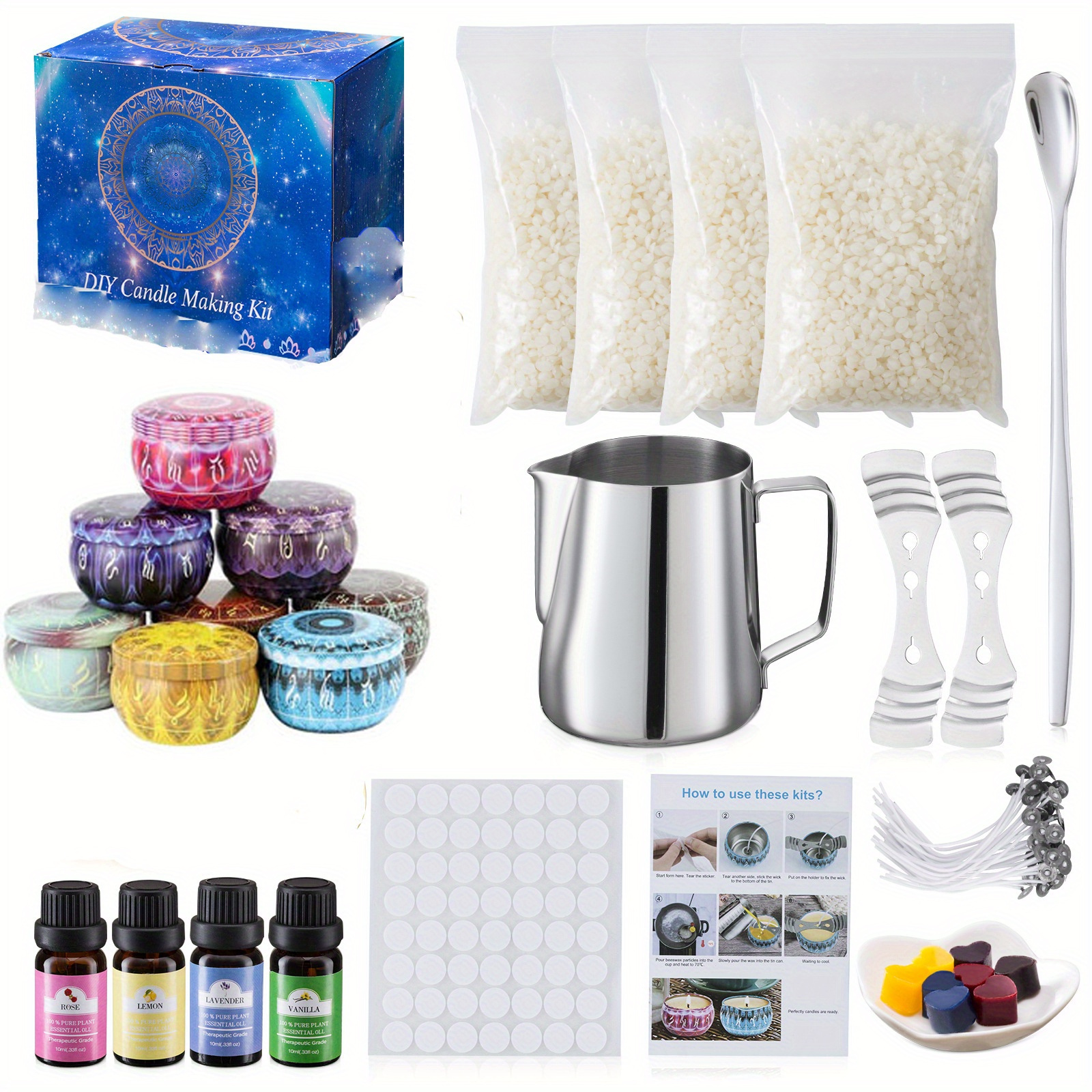 Kit de fabricación de velas – Suministros para hacer velas de cera de soja  – Juego de velas perfumadas para principiantes de arte y manualidades con
