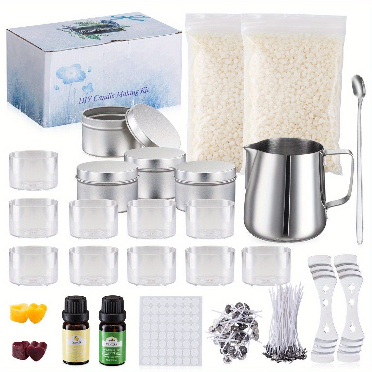 Candle Making Kit, Beeswax Candle Making kit for Adults, Candle Making  Supplies with Non-Stick Pot and 4OZ Tin, DIY Full Flameless Wax Melter for Candle  Making.