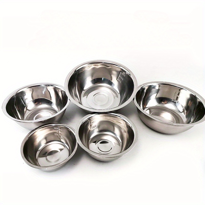 5pcs set stainless steel seasoning bowls set with graduation marks multi purpose bowls for outdoor and home use refrigerator and kitchen food storage details 1