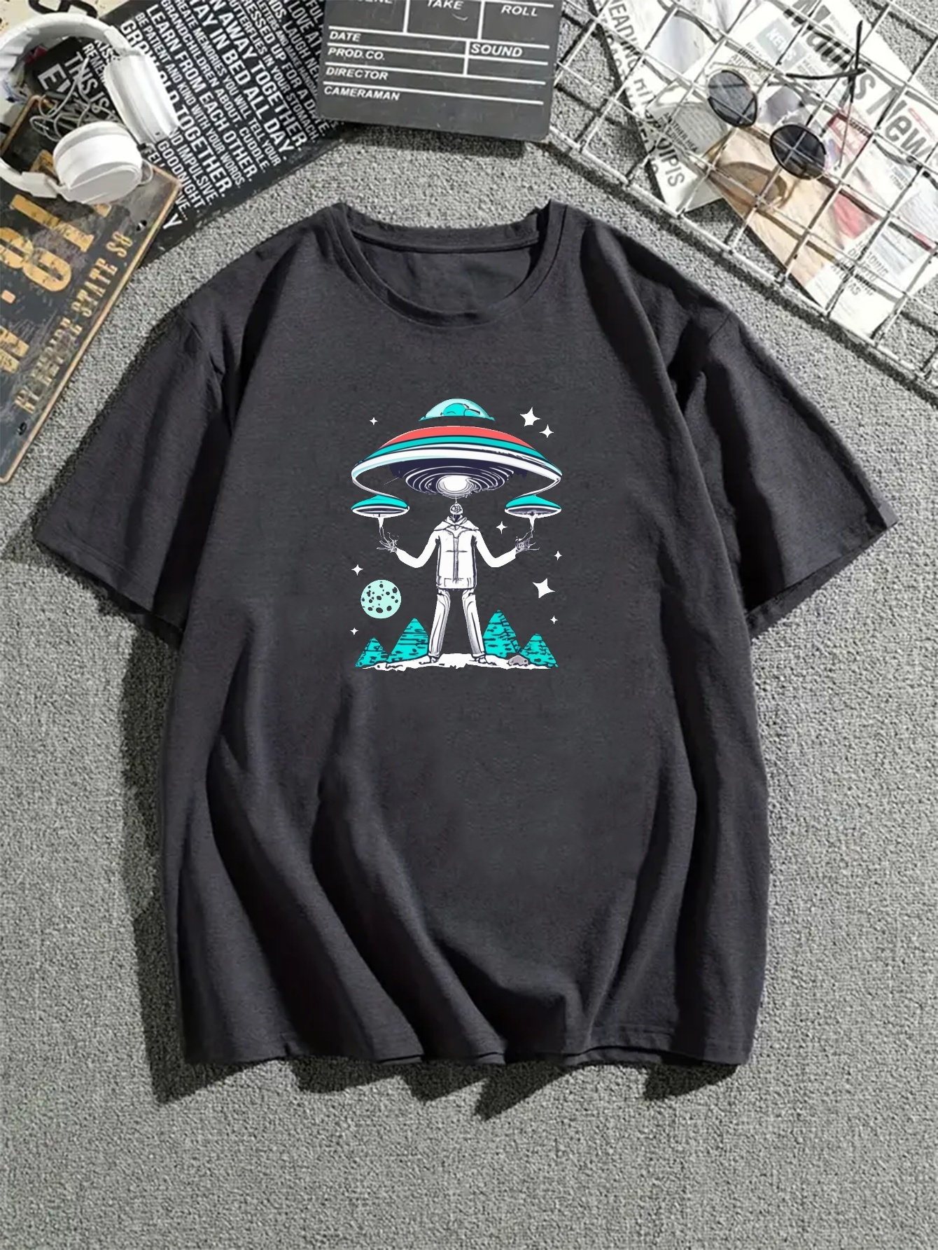 Alien Ufo Print T Shirt Tees Men Casual Short Sleeve T shirt - Temu