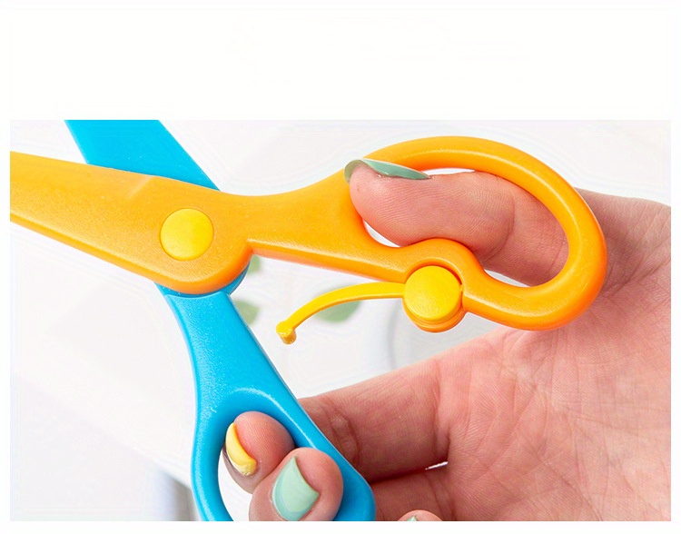 Anti-pinch Safety Scissors, All-plastic Straight Edge Scissors,  Kindergarten Scissors