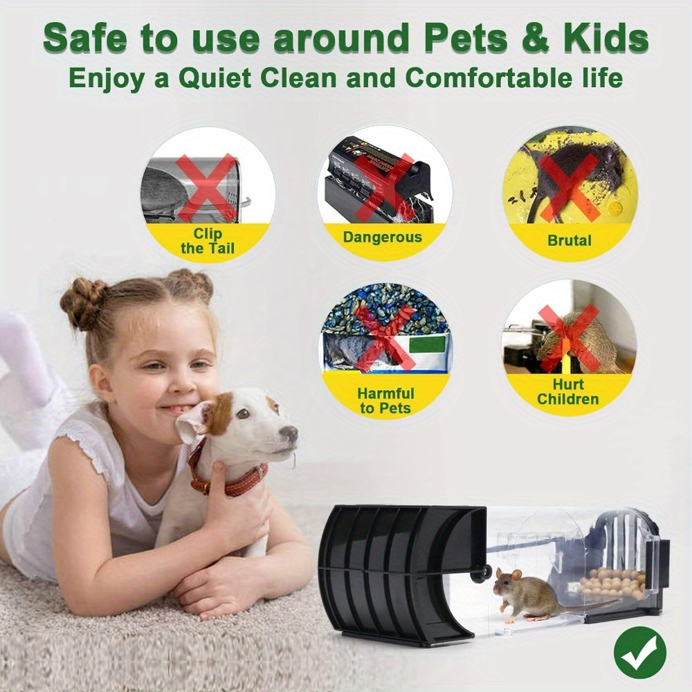 Plastic Mouse Trap Live Catcher Reusable Kids Pets Safe Pest