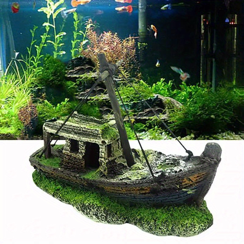 

Vintage Pirate Ship Aquarium Decor - Resin Wreck Boat Ornament For Fish Tanks, Safe & Non-toxic, Perfect Home Decor Gift