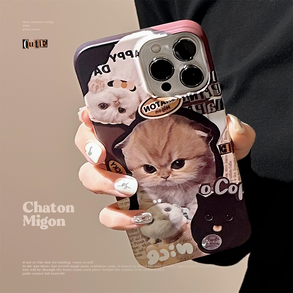 Funda transparente con estampado completo de gatito adorable para iPhone X  XR XS SE 7 8 11 12 13 14 15 Pro Mini Plus Pro Max