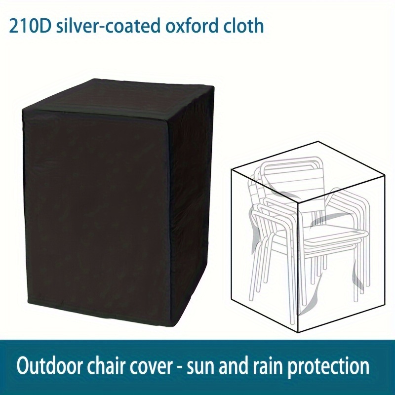 

1pc 210d Silver-coated Oxford Cloth Furniture Cover, Rectangular Waterproof, Dust-proof, Anti-uv, Cold Protection, Outdoor Chair Table Cover, For Patio Garden Backyard Use