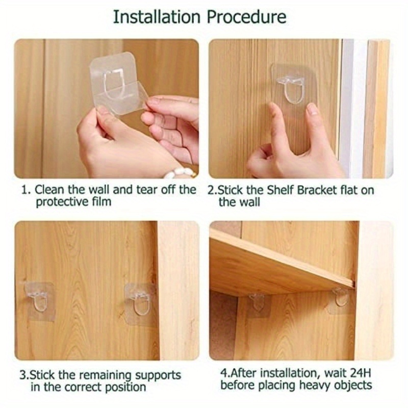 Punch Free Adhesive Shelf Bracket Shelf Pegs Shelf Clip For - Temu