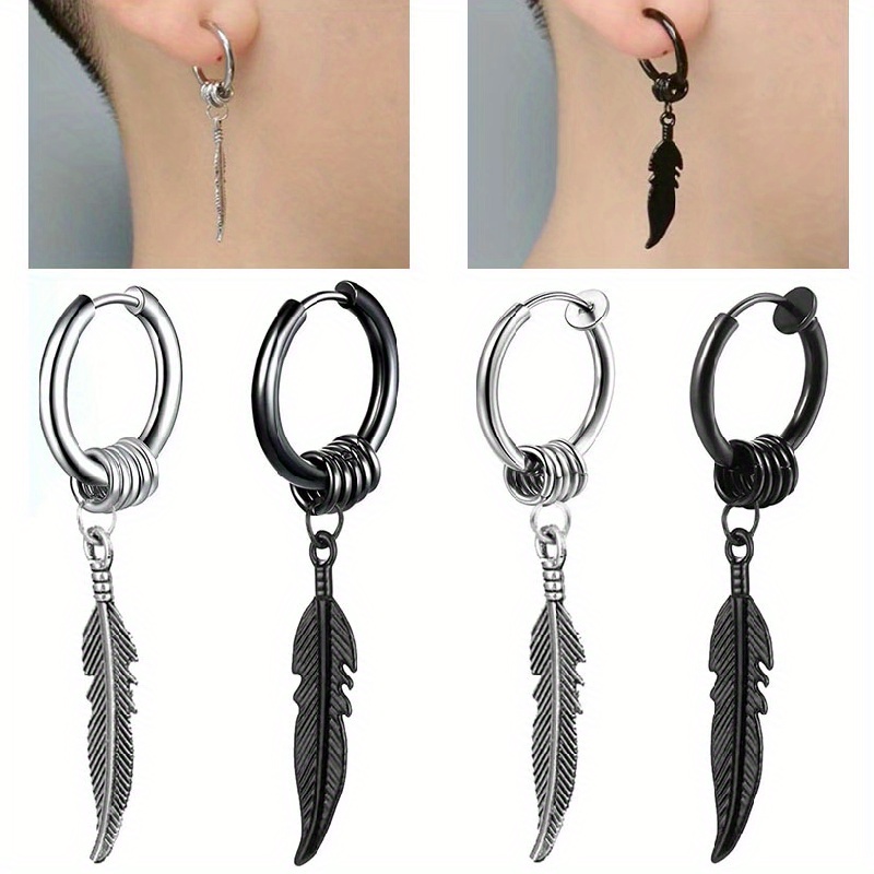 Feather earrings hot sale for guys