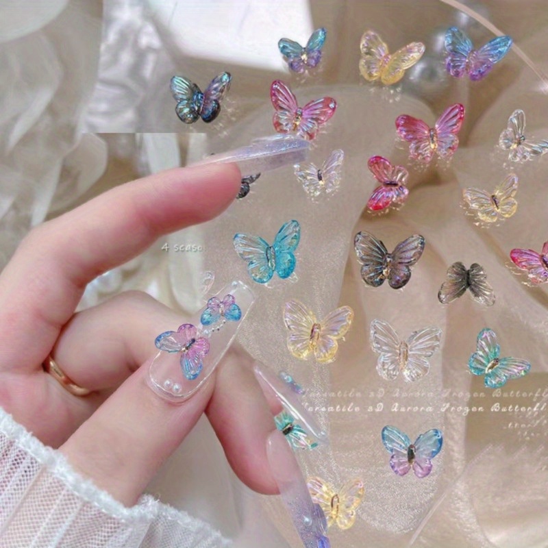 

30/50pcs Colorful Butterfly 3d Resin Accessories For Jewelry Making