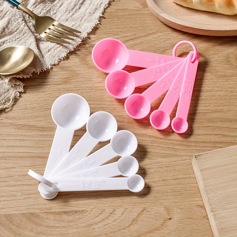 Set of 5 Plastic Measuring Spoons Set Pink Measuring Cup Spoons Measuring  Spoon for Home Kitchen Cooking Baking