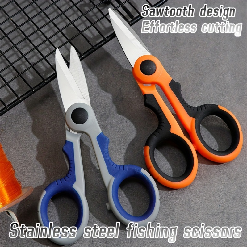 1pc Two Tone Stainless Steel Fishing Scissors With Cover