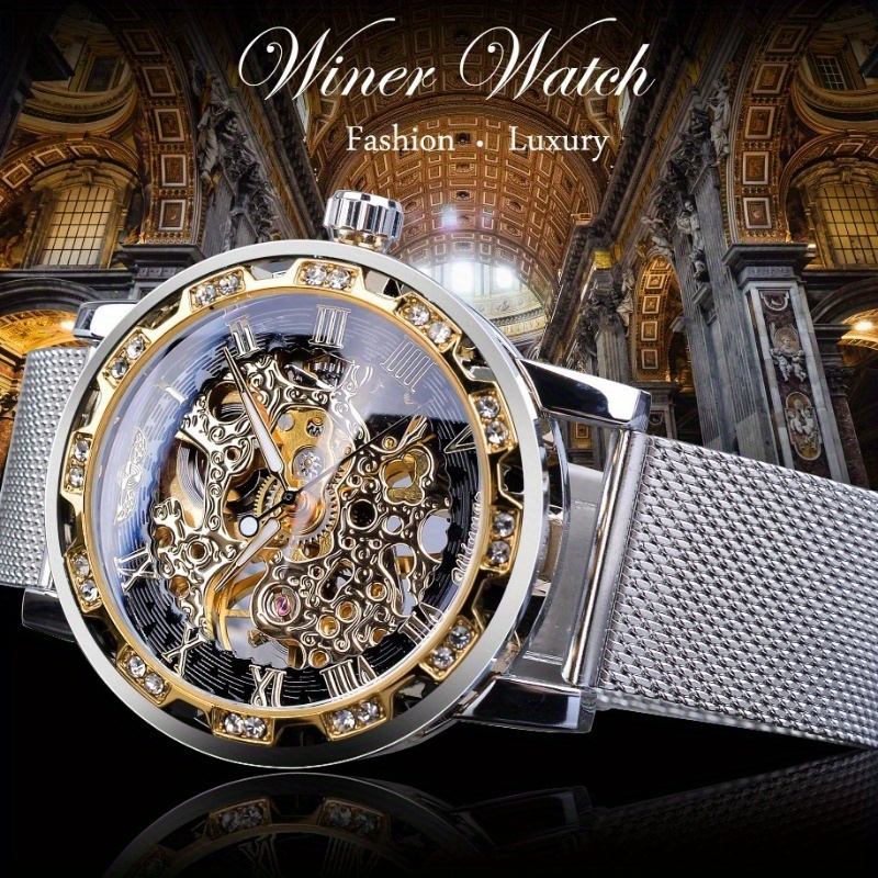 Hollow popular fashion cool automatic mechanical watch mesh watch men