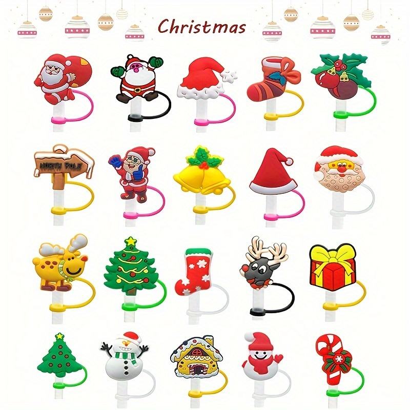 Christmas Silicone Straw Toppers, Cute Cartoon Dessert Shapes - Splash And  Dustproof - Kitchen Cup Accessories - Temu