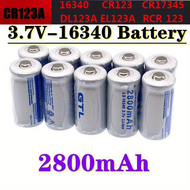 EBL 4-Pack 3.7V 2800mAh CR123A 16340 Rechargeable Batteries for