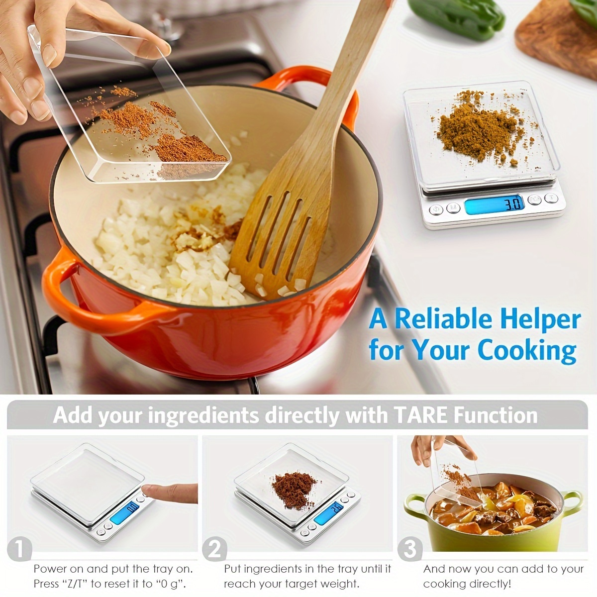 1pc kitchen scale baking food scale coffee scale high precision stainless steel material small gram scale household baking kitchen scale multiple measurement electronic scale 0 001 measurement accuracy details 0