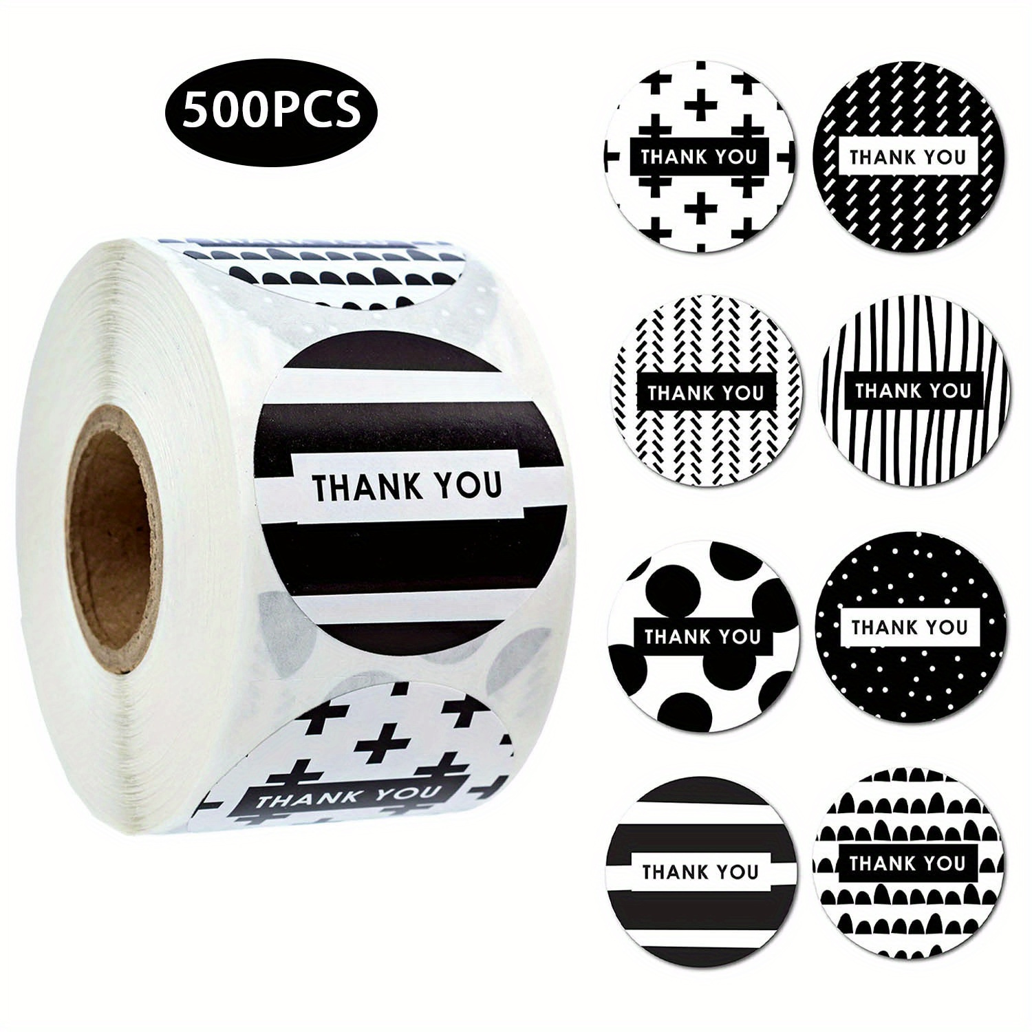 500pcs/roll Round Floral Thank You Stickers Envelope Seal Sticker