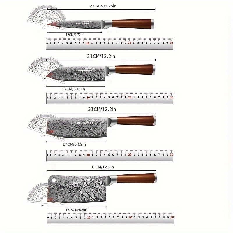  Kitchen Knife Set, 2 in 1 9-Pieces Chef Knife Set with