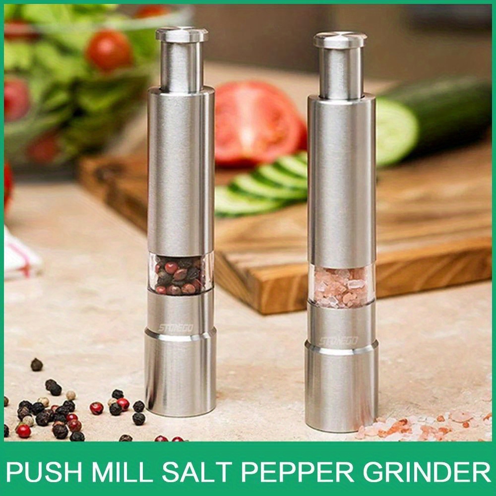 2 in 1 Stainless Steel Portable Manual Salt and Pepper Mill Grinder  Refillable