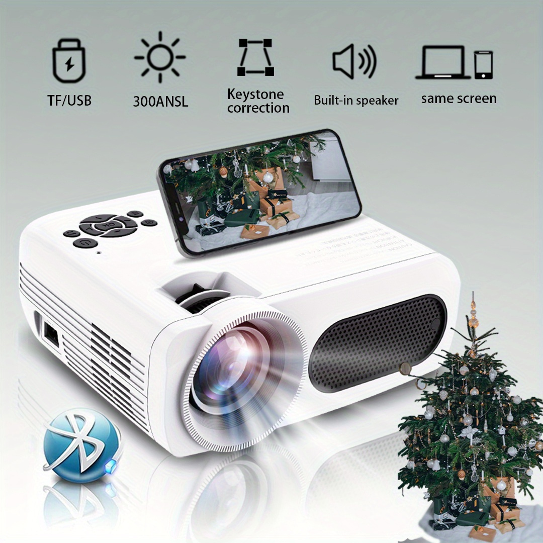 Mini proyector actualizado 2023 con Bluetooth y pantalla de proyector,  proyector de video portátil compatible con Full HD 1080P, proyector de  películas de cine en casa compatible con HDMI, VGA, USB, AV