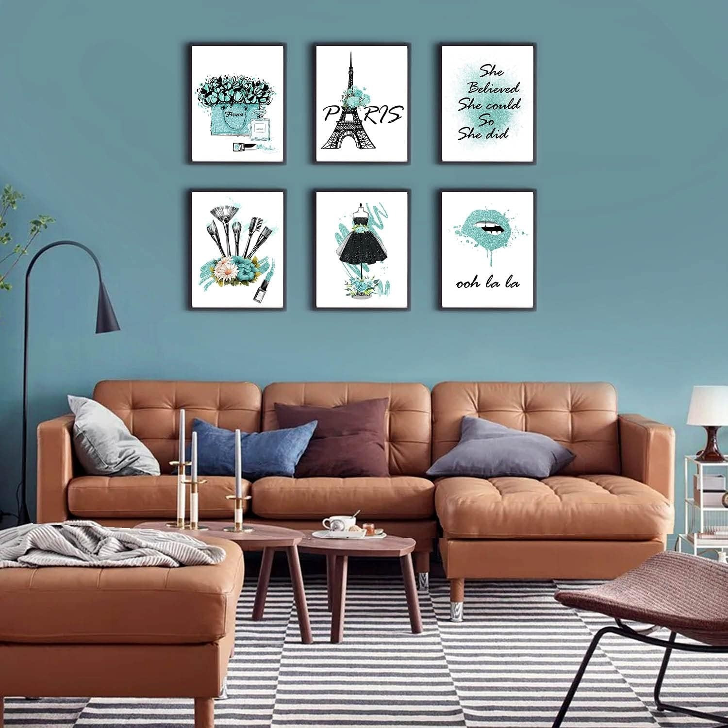 Teen Girl Room Decor Set of 3 Canvas or Prints Turquoise and Grey Room  Decor for Teen Girl Abstract Floral Art Teal Gray Wall Art 