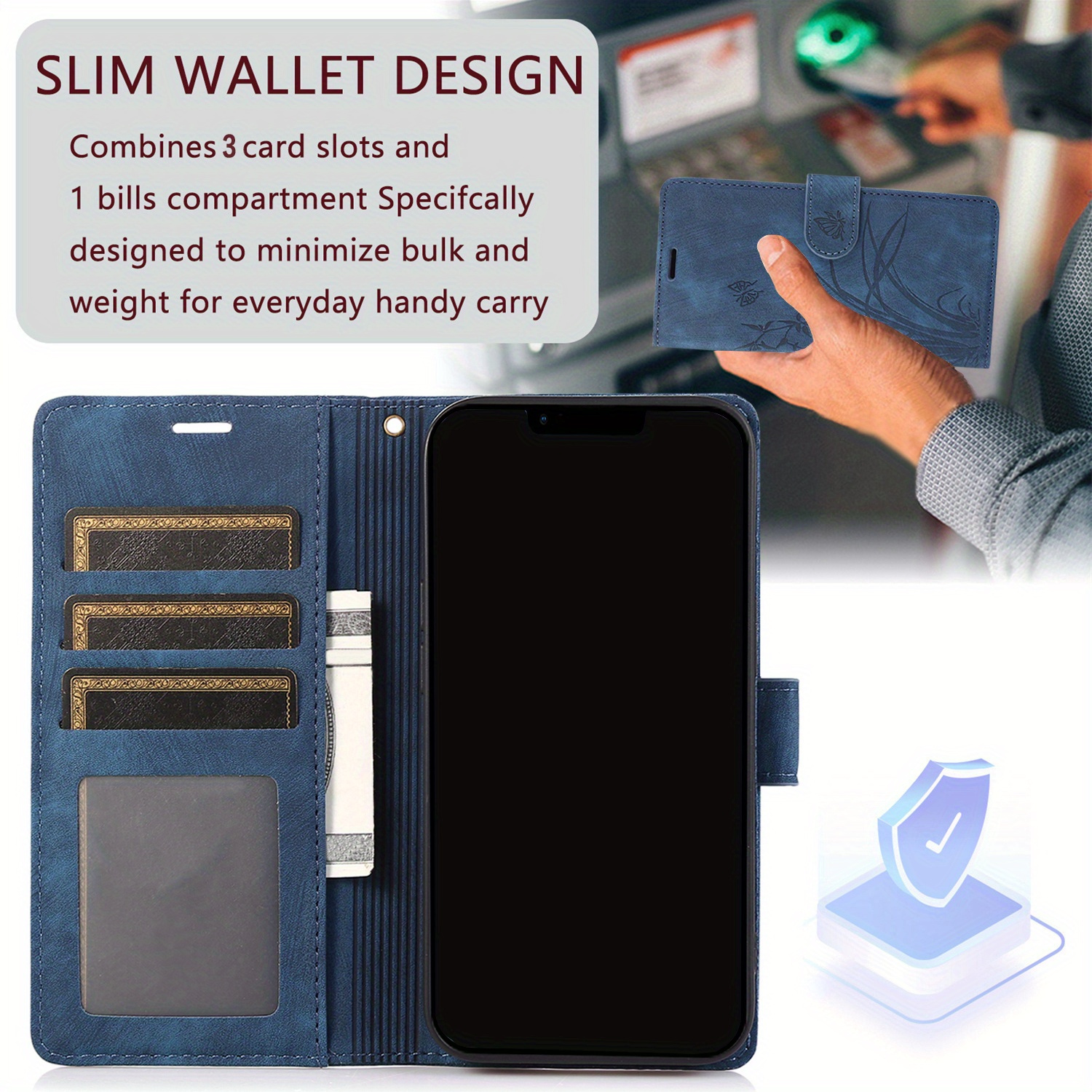 Samsung Galaxy S24 Ultra Leather Flip Wallet Case with 3 Card