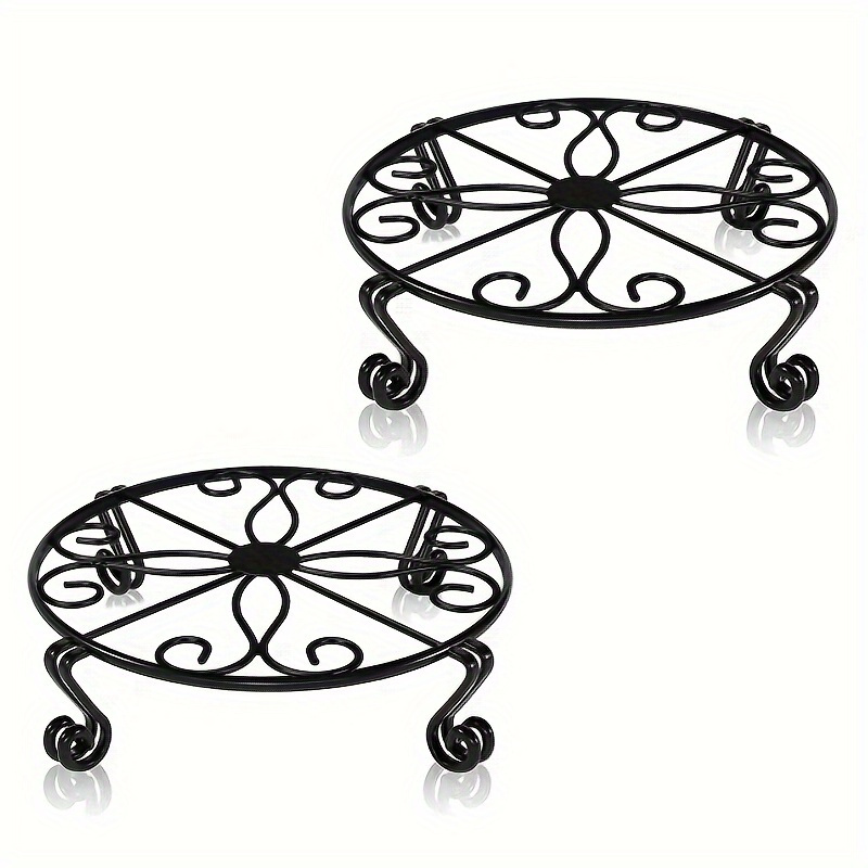 

2pcs Black Plant Stand For Flower Pot Heavy Duty Potted Holder Indoor Outdoor Metal Rustproof Iron Garden Container Round Supports Rack For Planter Bronze, Pumpkin Stand Outdoor