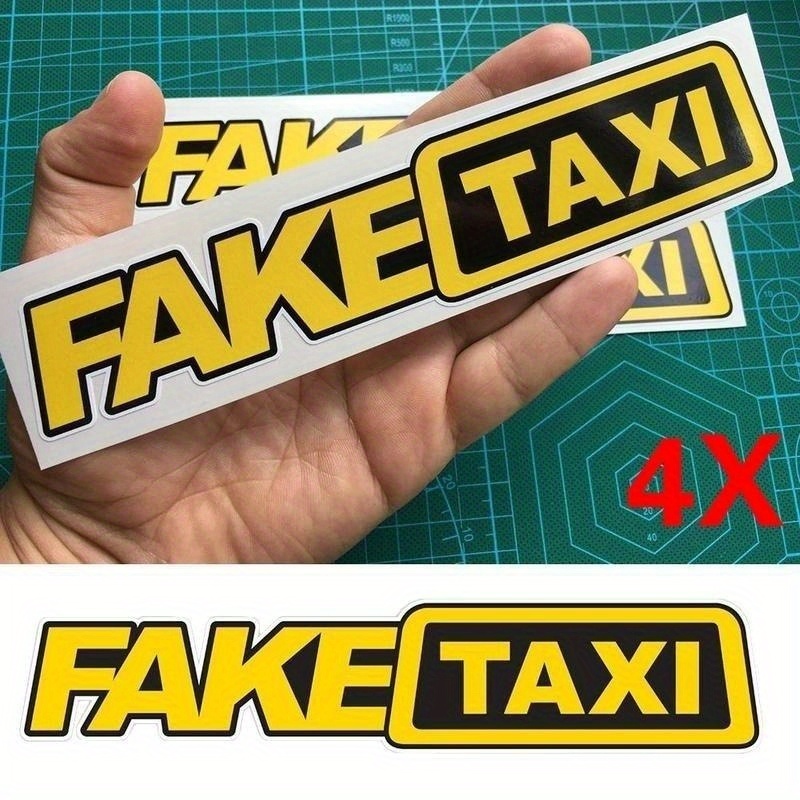 

4-pack Fake Taxi Decal Stickers - Durable Weatherproof Vinyl Car Window Decals For Drift And Tuning Enthusiasts