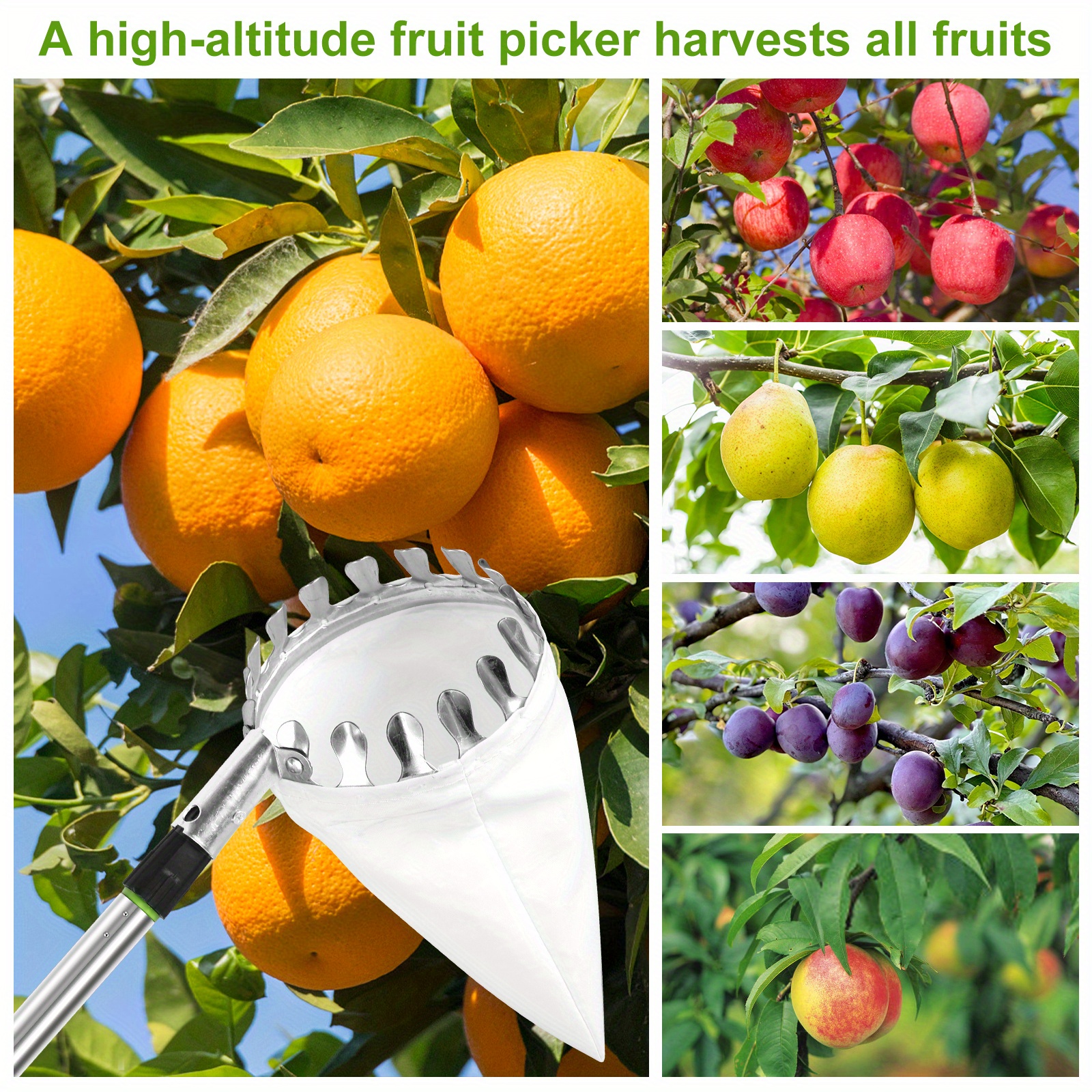 1 Set Fruit Picker Fruit Picking Tool With Storage Bag Stainless Steel  Orange Picker Tool Tree Fruit Catcher Lightweight Fruit Harvester Garden  Fruit