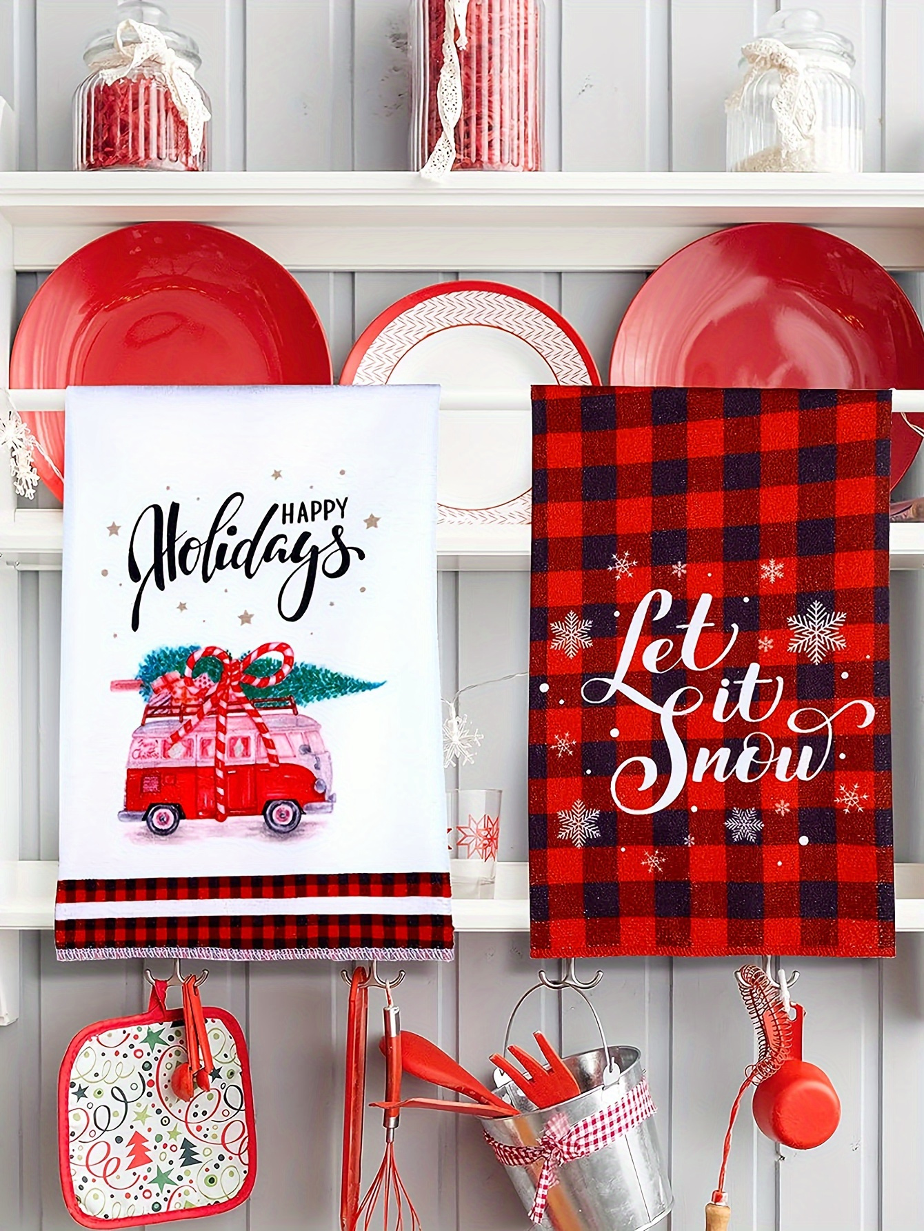 Hand Towels, Christmas Theme Kitchen Towel, Buffalo Plaid Christmas Tree  Pattern Tableware Scouring Pad, Home Kitchen Bathroom Decoration Tea Towel,  Room Decor, Christmas Decor, Kitchen Supplies - Temu