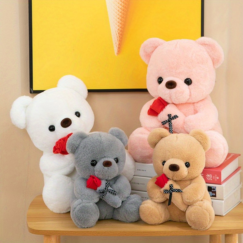 Cute Rose Bear Plush Toy Valentine's Day Gift Hug Bear Plush - Temu Canada