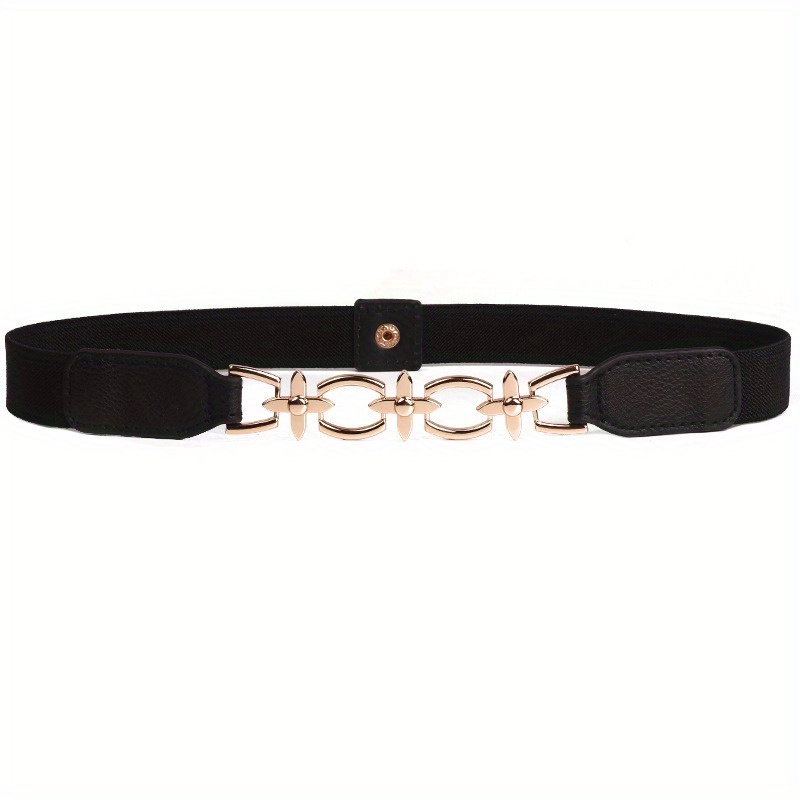 Classic Lock Buckle Pu Wide Belts Elegant Solid Color - Temu