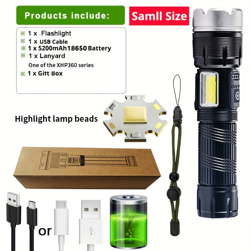 1pc/3pcs Rechargeable LED Flashlight Set - Bright, Strong, Portable Torch  Lamp With Zoomable 3 Lighting Modes - Perfect For Outdoor Fishing, Hiking, C