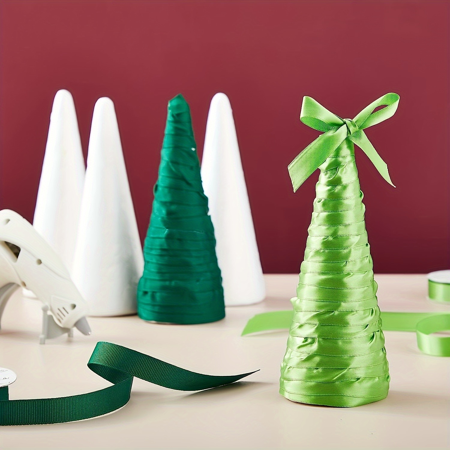 Foam Cone White Christmas Diy Painting Decoration - Temu