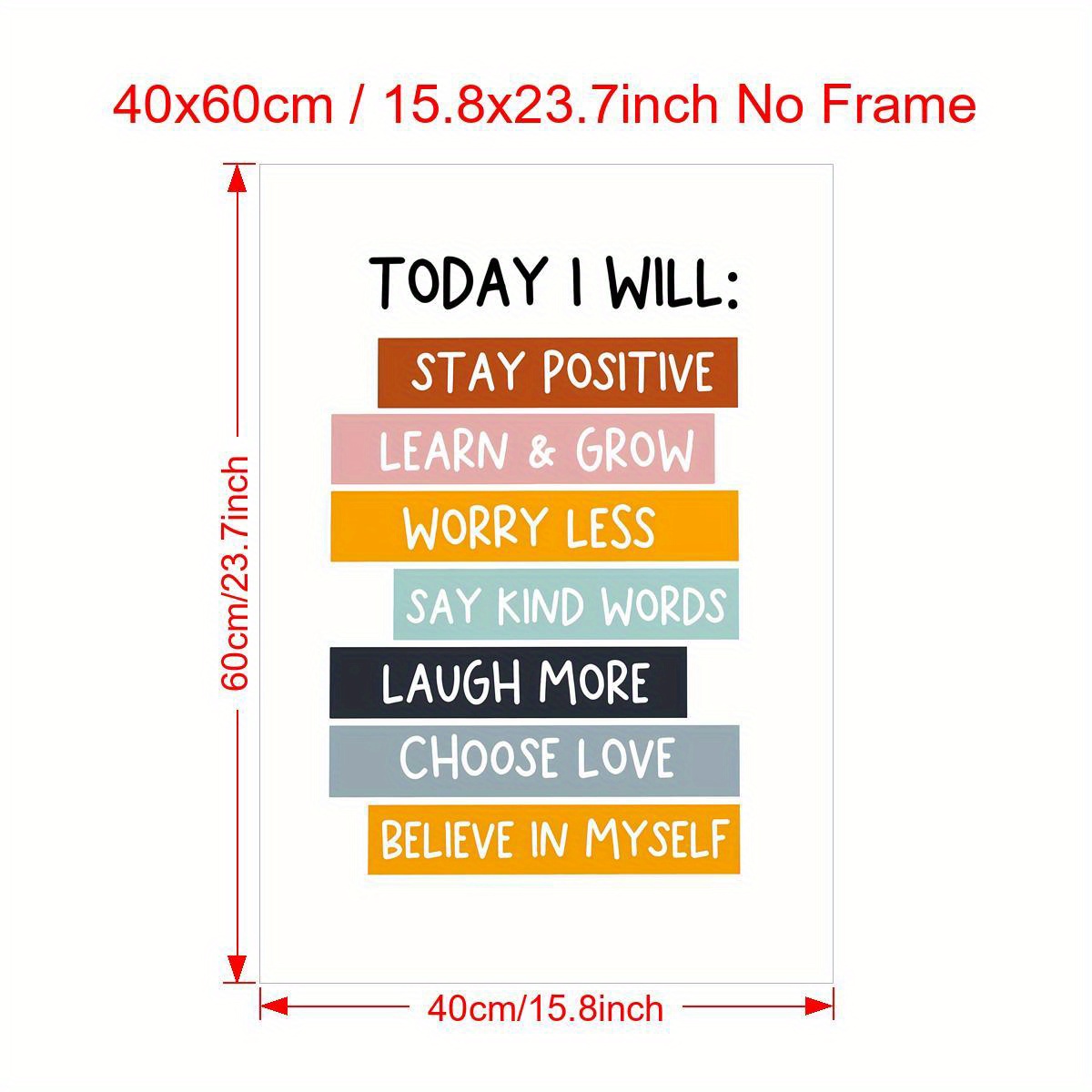 Холст Плакат, 1 шт., Сегодня я останусь позитивным Плакат, Плакат с  вдохновляющими цитатами, Плакат с радужной типографикой, Настенное  искусство для ...