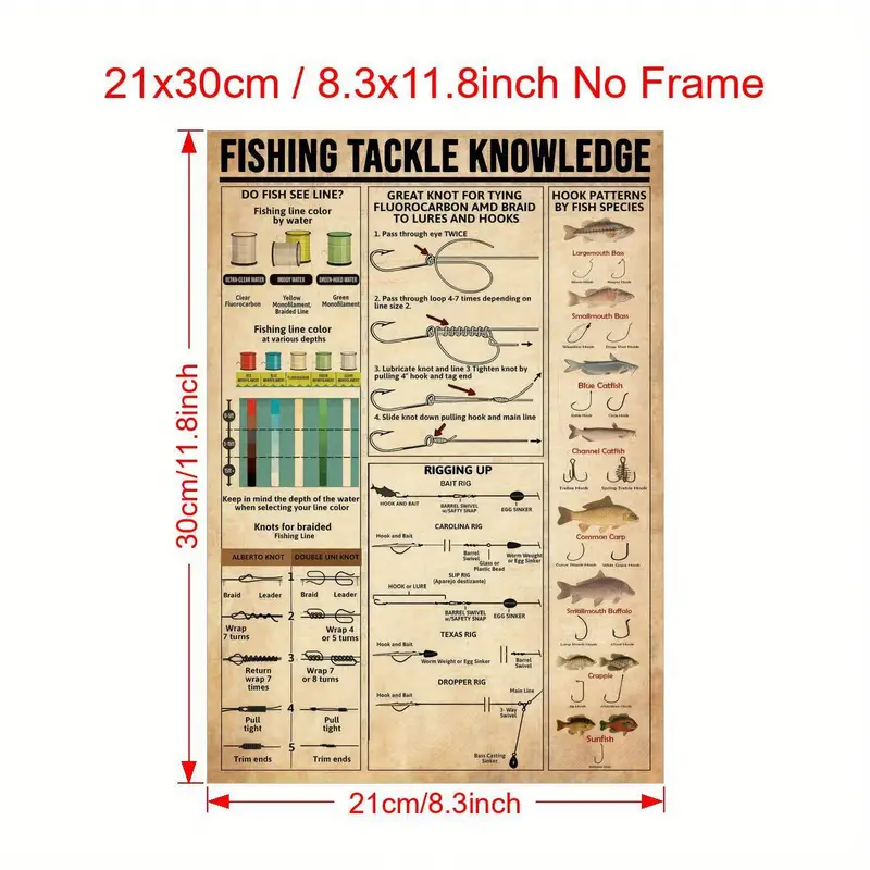 Canvas Poster Fishing Tackle Knowledge Poster Fishing Tackle - Temu