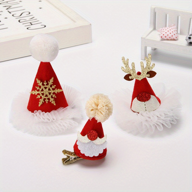 レース ＆雪の結晶デザインの1個のクリスマスヘアクリップ ホリデー