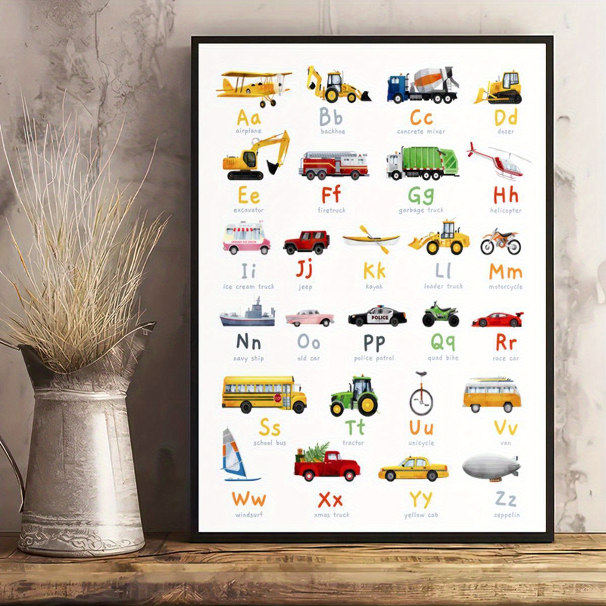 Canvas Poster Transportation Alphabet Print Car Abc Letters - Temu