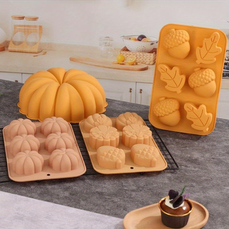 1pc 9.65 Inch Silicone Pan Pumpkin Shaped Food-Grade for Fluted