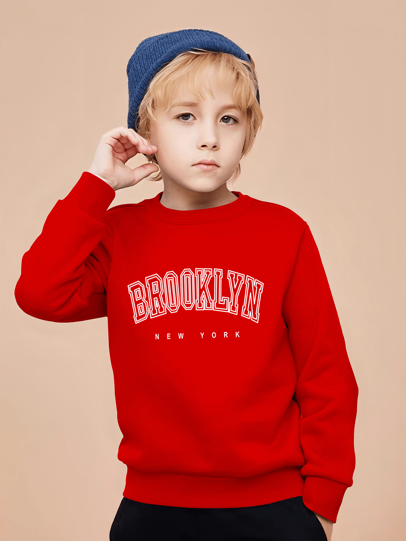 Sudaderas con capucha Sudaderas Niños Niñas Moda Color sólido Rojo