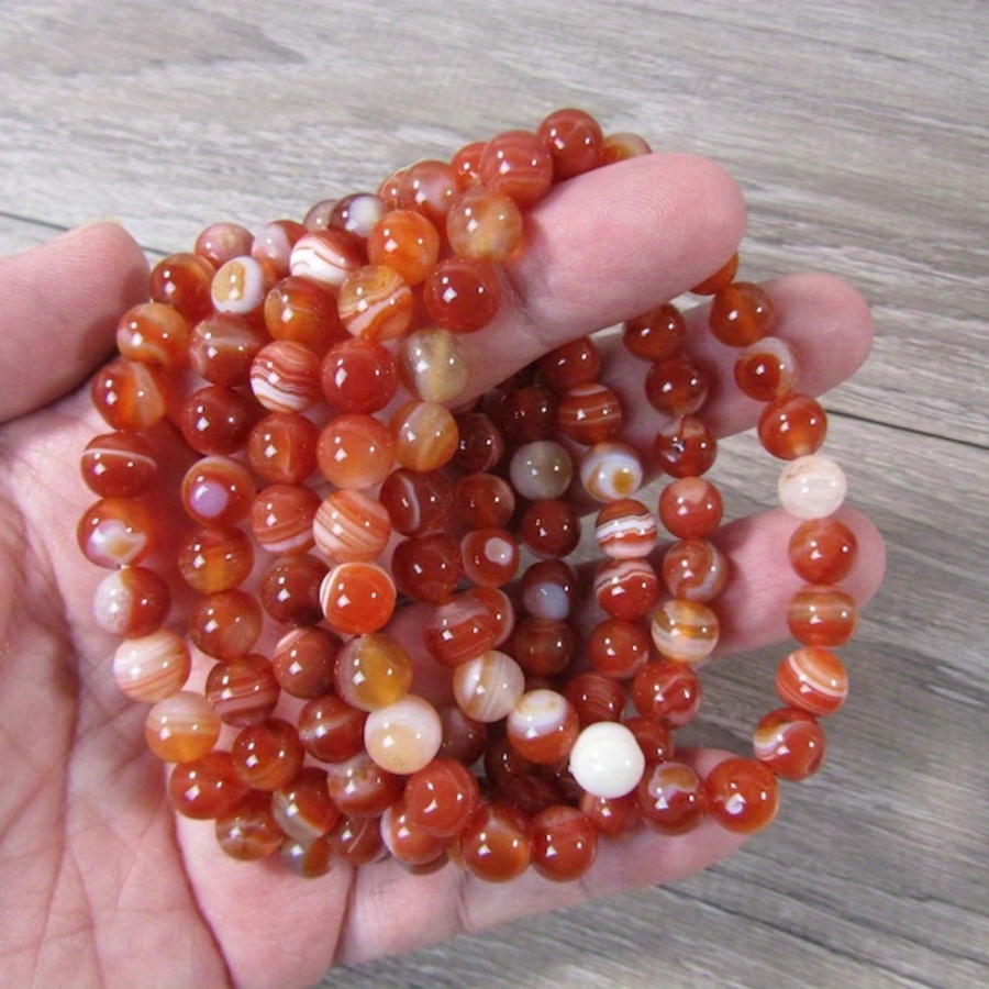 

1pc Carnelian Round 8mm Beads Stretch Bracelet For Women
