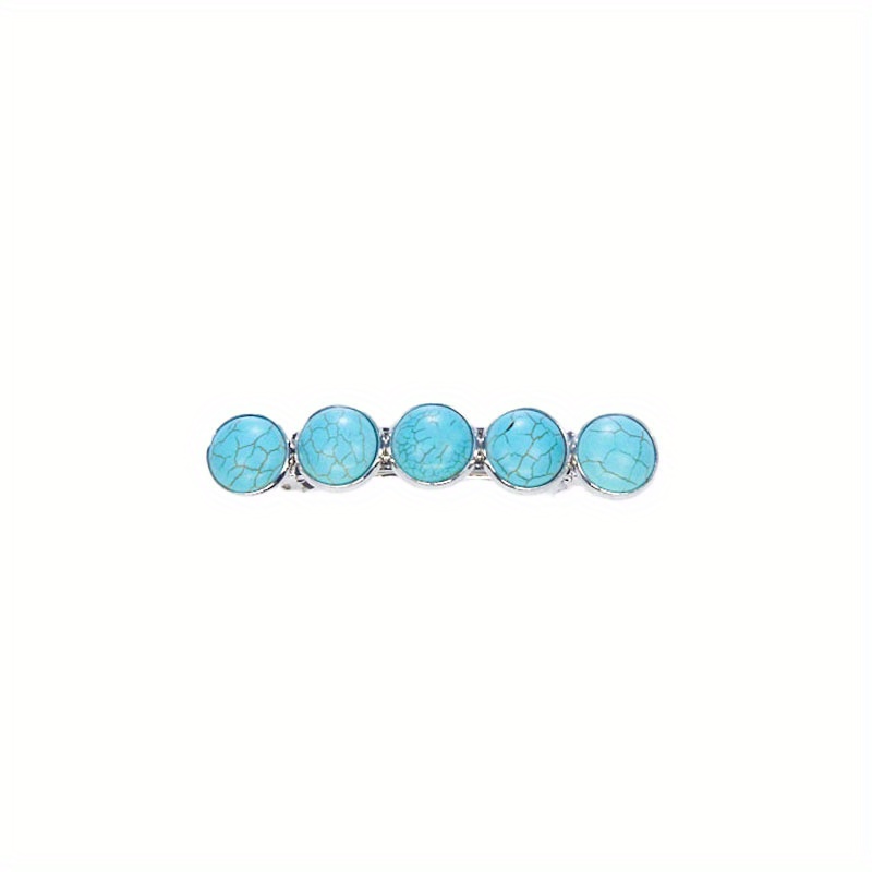Retro Simple Turquoise Hairpin Bohemian Style Ladies Horizontal Clip Hair Accessories