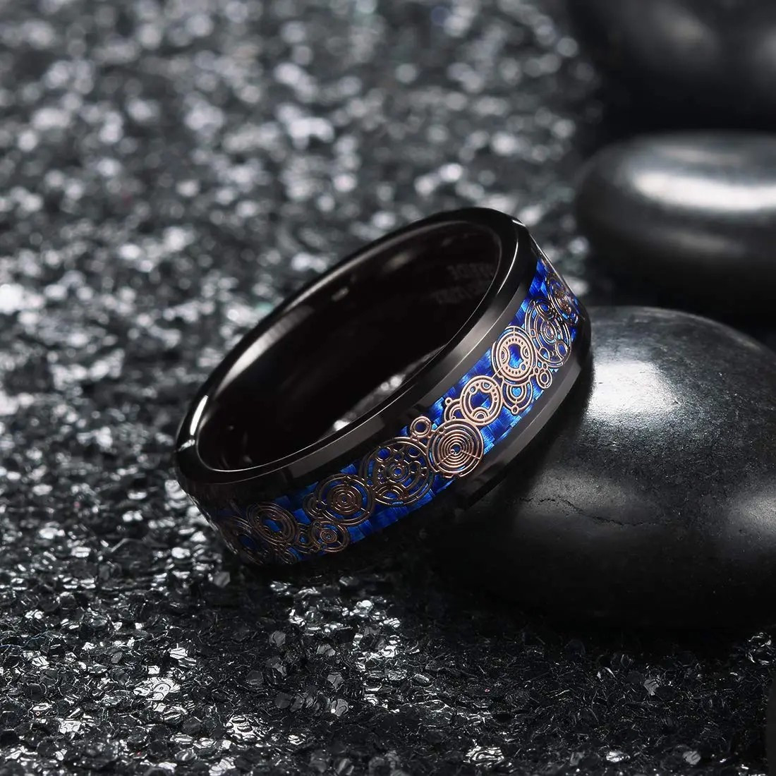 Simple Black Band Ring For Men