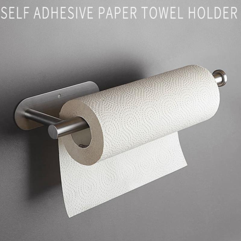 Adhesive Toilet Paper Holder, Wall Mount Toilet Towel Hanger, Stainless  Steel Paper Roll Rack With Two Adhesive Towel Hooks, For Kitchen Bathroom  Food Cabinet Washroom - Temu