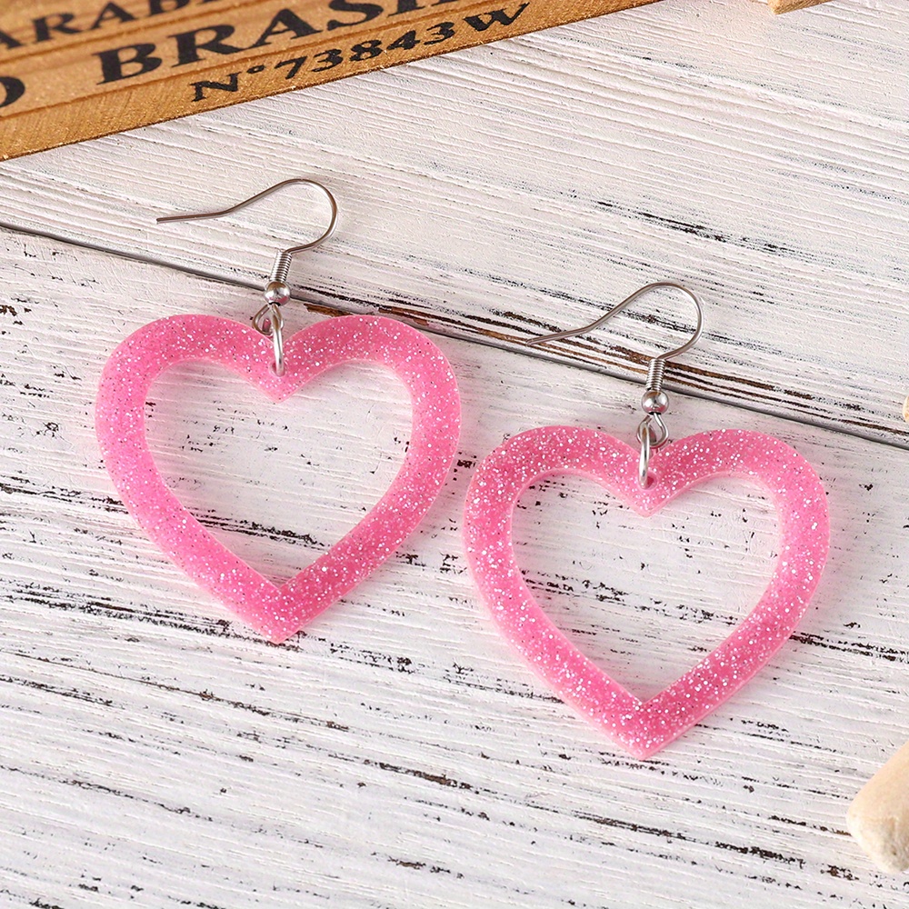 Hollow Heart Design Dangle Earrings Retro Simple Style Wooden Jewelry, Jewels Valentine's Day Gift for lovers, Wood, 1.49, Free Returns & Free