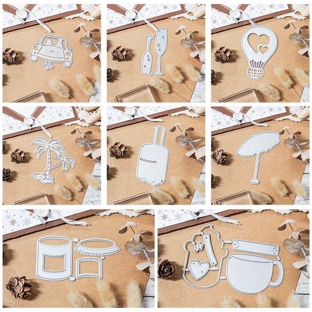 8pcs/set Celebration Words Cutting Dies For Card Making Clearance,  Valentine's Day Wedding Embossing Script Die Stencils For DIY Scrapbook  Supplies