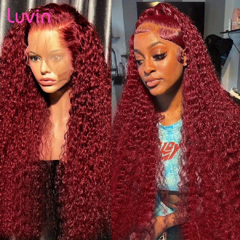 Luvin Deep Wave 13x6 HD Transparent Lace Frontal Human Hair Wigs 250%  40Inch Brazilian Remy 13x4 Water Curly Front Wig For Women