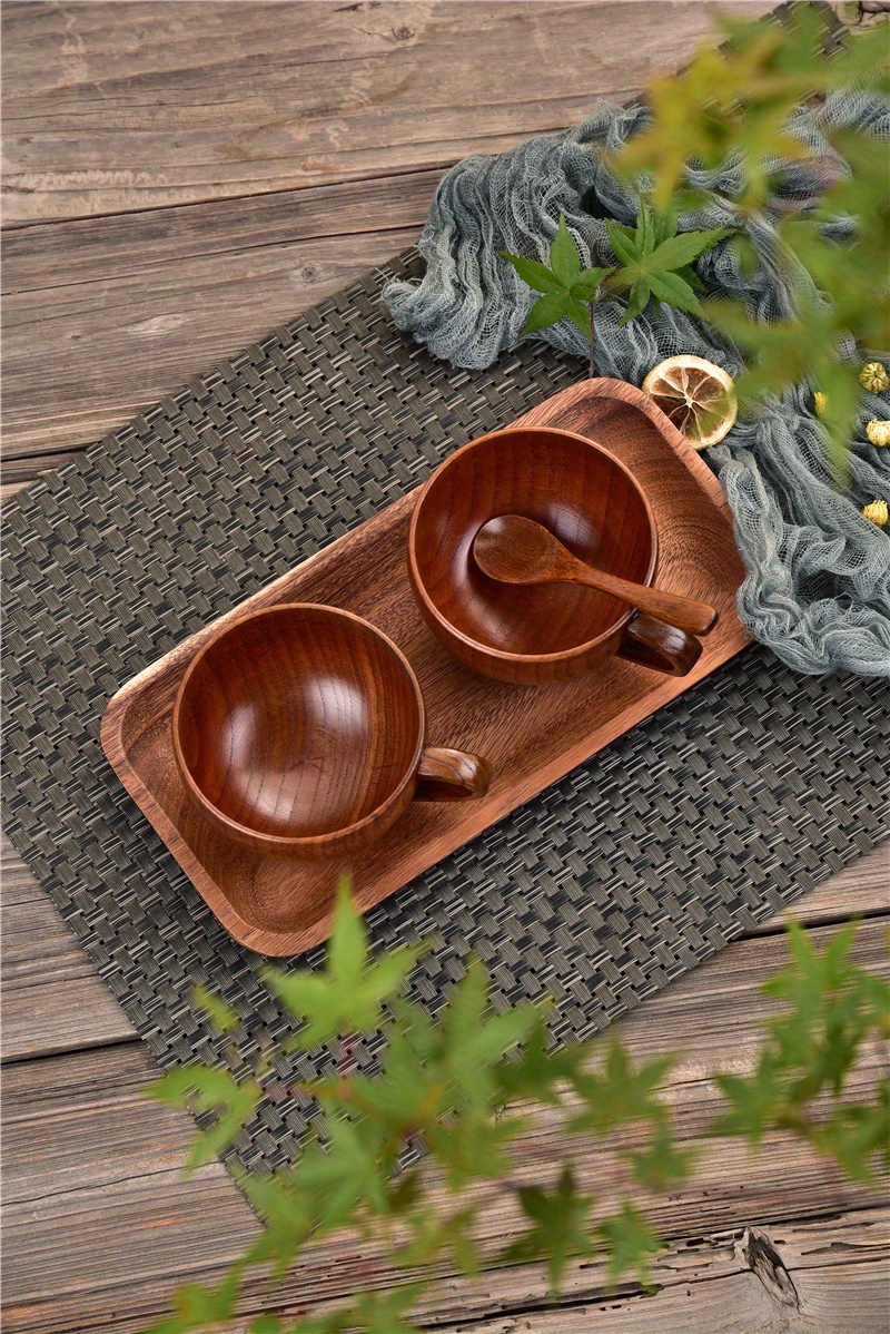 Wooden Insulated Tea Cup With Handle, Solid Wood Coffee Cup, Tea Cup,  Jujube Wood Flat Bottom Coffee Cup