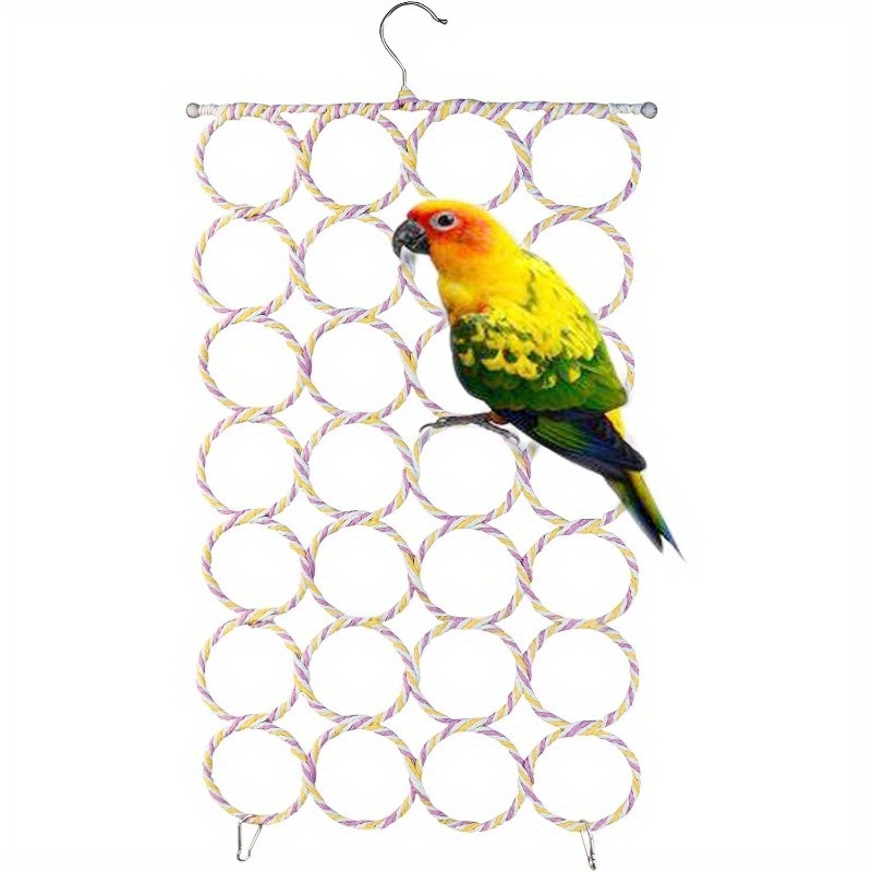 Parrot Bird Cage Toy Wooden Hanging Rope Climbing Net Swing Ladder Parakeet  Budgie Macaw Play Activity Gym Toys for Small Bird