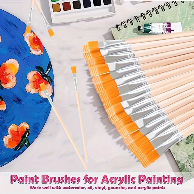 Logs Paint Brushes , 10pcs Paint Brushes For Acrylic Painting, Oil  Watercolor Acrylic Paint Brush, Artist Paintbrushes For Body Face Rock  Canvas, Stud