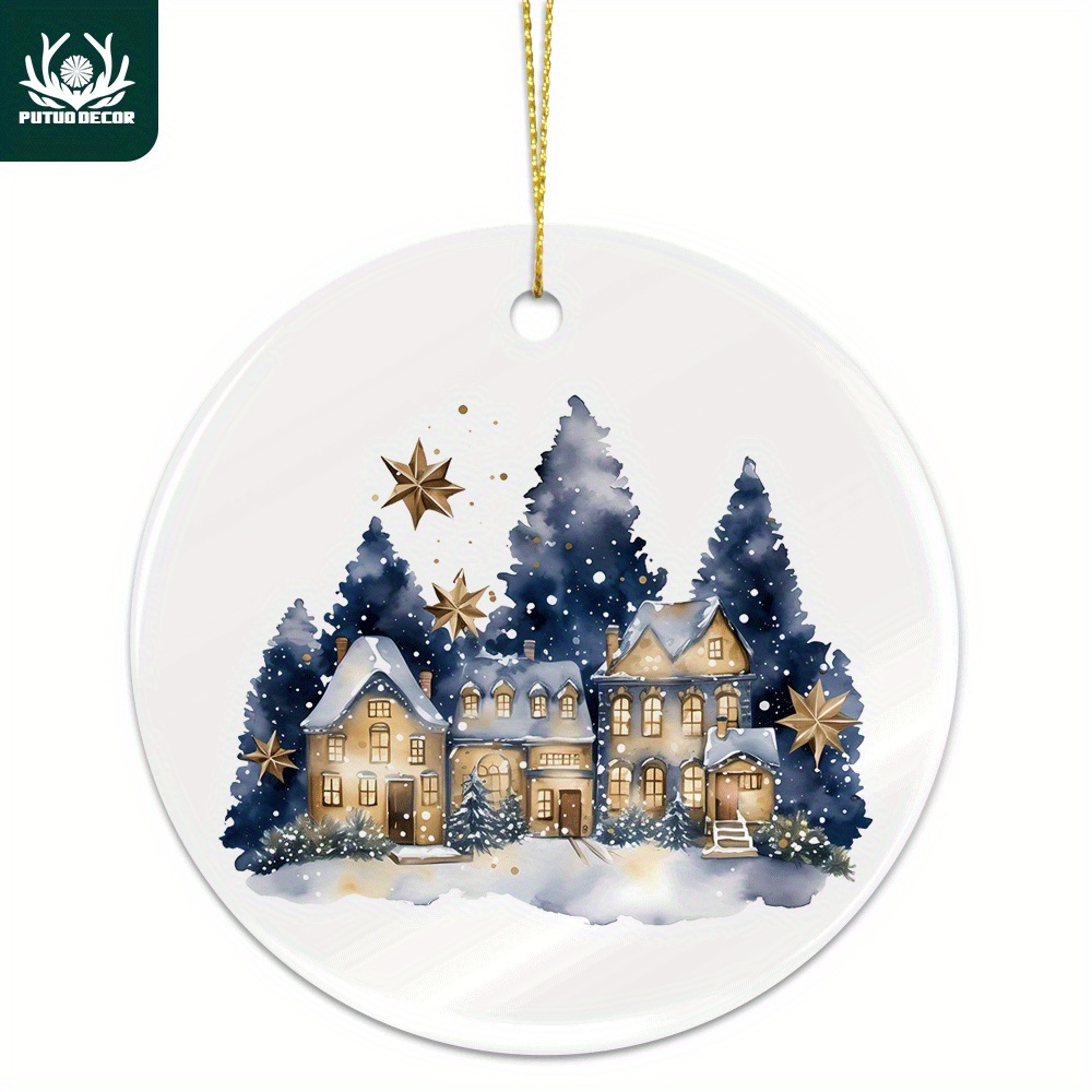 

1pc Sweet Home Ceramic Hanging Sign, Porcelain Wall Art Decoration Christmas Tree Decor For Home Party Living Room Cafe Office Farmhouse Coffee Shop Dinner Room, 3 X 3 Inches Gifts