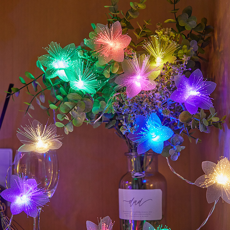 10 Led Fiber Optic Fairy String Lights Artificial Flower Temu